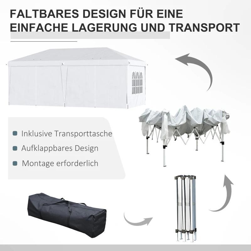 faltpavillon-6x3m-abnehmbare-seitenwaende-grosse-fenster-reissverschlusstueren-stahlrahmen-weiss