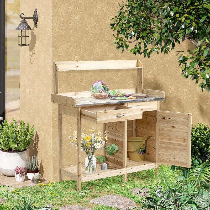 pflanztisch-mit-verzinkter-arbeitsplatte-gaertnertisch-mit-schublade-schrank-garten-arbeitstisch-massivholz-natur-112x48x125cm