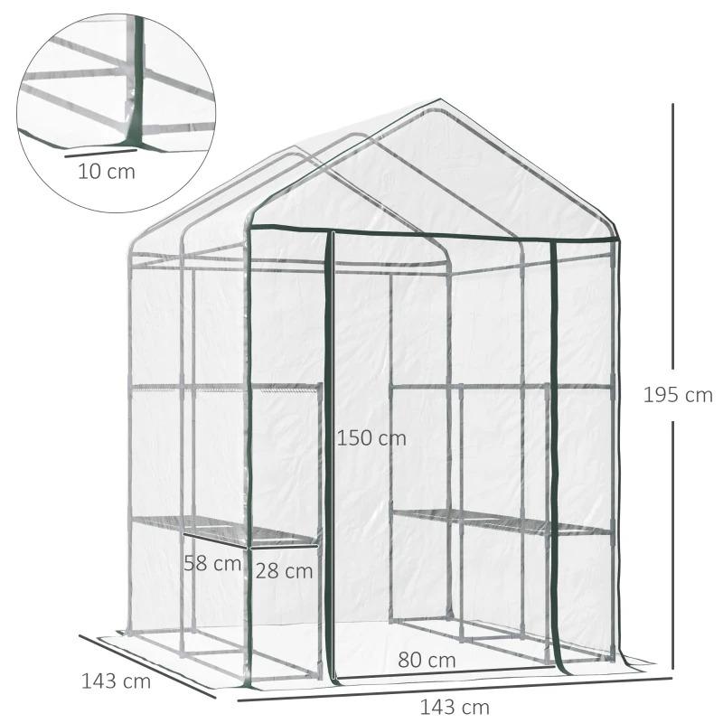 foliengewaechshaus-begehbares-gartenhaeuschen-tomatengewaechshaus-treibhaus-fruehbeet-mit-6-regalen-transparent-stahl-pvc-kunststoff-143x143x195cm