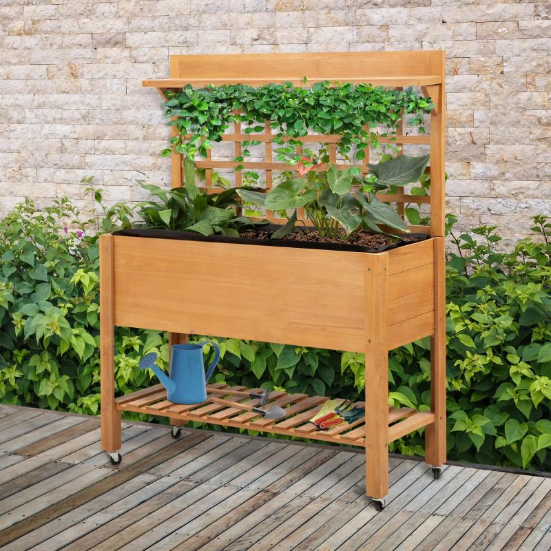 hochbeet-pflanztisch-blumentisch-arbeitstisch-gaertnertisch-gewaechshaus-holzpflanztisch-fuer-garten-balkon-tanne-nicht-gewebter-stoff-braun-105x40x135cm