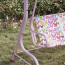 Mobile Preview: kinder-hollywoodschaukel-kinderschaukel-mit-sonnendach-2-sitzer-gartenschaukel-fuer-3-6-jahre-metall-rosa-110lx70bx110hcm