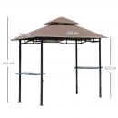 Mobile Preview: grillpavillon-gartenzelt-grill-pavillon-balkonpavillon-mit-ablagen-flammhemmendes-doppeldach-kaffeebraun-245x148x252cm