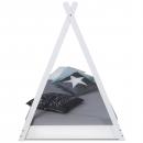 Mobile Preview: Kinderbett mit Matratze TIPI - Jugendbett weiss grau Holzbett Kinderzimmer Stoff Bettkasten, 90x200 cm