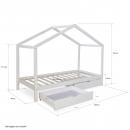 Mobile Preview: Kinderbett Hausbett Kinderhaus Spielbett Holzbett Bettkasten Natur Weiss Grau, 90x200 cm