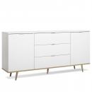 Mobile Preview: Sideboard Kommode Weiss Holz mit Schubladen Wohnzimmerschrank - 180x87x40cm