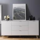 Mobile Preview: Sideboard Kommode Weiss Holz mit Schubladen Wohnzimmerschrank - 180x87x40cm