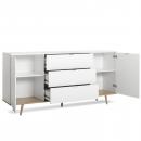 Mobile Preview: Sideboard Kommode Weiss Holz mit Schubladen Wohnzimmerschrank - 180x87x40cm