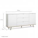 Mobile Preview: Sideboard Kommode Weiss Holz mit Schubladen Wohnzimmerschrank - 180x87x40cm