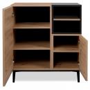 Mobile Preview: sideboard-kommode-eiche-holz-in-natur-schwarz-wohnzimmerschrank-80x90x40cm