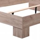 Mobile Preview: Doppelbett Bettgestell Ehebett Holzbett  Bett mit Lattenrost Gästebett Eiche - Grau, 160 x 200 cm