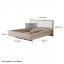 Mobile Preview: Doppelbett Holzbett Polsterbett Ehebett Bettrahmen mit Lattenrost Eiche Grau Kunstleder - Weiss, 160 x 200 cm