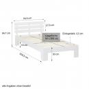 Mobile Preview: Einzelbett - weiss, 90 x 200 cm - Massivholz Bettgestell Holzbett Futonbett