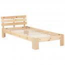 Mobile Preview: Einzelbett - natur, 90 x 200 cm - Massivholz Bettgestell  Holzbett Futonbett