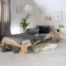 Mobile Preview: Einzelbett - natur, 90 x 200 cm - Massivholz Bettgestell  Holzbett Futonbett