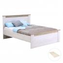 Mobile Preview: Doppelbett Bettgestell Holzbett Bettrahmen und Lattenrost Bett Ehebett Eiche - Weiß Grau, 160 x 200 cm