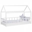 Mobile Preview: Kinderbett Hausbett mit Rausfallschutz Bodenbett Montessori Bett Bettenhaus Lattenrost, 90x200 cm