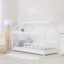 Mobile Preview: Kinderbett Hausbett mit Rausfallschutz Bodenbett Montessori Bett Bettenhaus Lattenrost, 90x200 cm