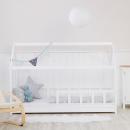 Mobile Preview: Kinderbett Hausbett mit Rausfallschutz Bodenbett Montessori Bett Bettenhaus Lattenrost, 90x200 cm