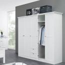 Mobile Preview: Kleiderschrank Weiss 5 Türen Garderobe Schrank Garderobenschrank Schlafzimmerschrank Drehtürenschrank, 200x187x67cm