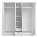 Mobile Preview: Kleiderschrank Weiss 5 Türen Garderobe Schrank Garderobenschrank Schlafzimmerschrank Drehtürenschrank, 200x187x67cm