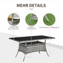 Mobile Preview: gartentisch-glastisch-esstisch-gartenmoebel-tisch-polyrattan-sicherheitsglas-grau-schwarz-150x85x74cm