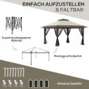 Mobile Preview: faltpavillon-hoehenverstellbar-4-netzwaende-lueftungsdach-tragetasche-schnellaufbau-4x4x3m-beige