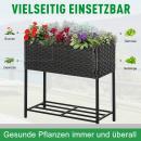 Mobile Preview: poly-rattan-hochbeet-blumenkasten-mit-fuessen-blumentopf-mit-ablage-mischbraun-70x30x70cm