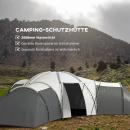 Mobile Preview: campingzelt-fuer-6-9-personen-4-raeume-mit-vorzelt-wasserdicht-grau-615x615x225cm