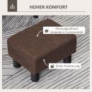 Mobile Preview: Hocker mit Stoffbezug in Leinenoptik braun, bis 100 kg, 40x30x24cm