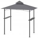 Mobile Preview: grillpavillon-gartenzelt-grill-pavillon-balkonpavillon-mit-ablagen-flammhemmendes-doppeldach-grau-245x148x252cm