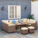 Mobile Preview: sitzgruppe-gartenlounge-fuer-10-personen-aus-pe-rattan-6-teilig-inkl-kissen-braun-khaki-blau