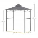 Mobile Preview: grillpavillon-gartenzelt-grill-pavillon-balkonpavillon-mit-ablagen-flammhemmendes-doppeldach-grau-245x148x252cm