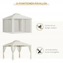 Mobile Preview: gartenpavillon-pavillon-gartenzelt-festzelt-partyzelt-mit-4x-seitenwand-wetterfest-metall-polyester-cremeweiss-2-94x2-94x2-65m