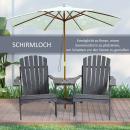 Mobile Preview: Gartenstuhl mit Tisch und Schirmloch 2 Sitzer Gartensessel Sitzgruppe Massivholz Dunkelgrau, 178x87x92cm