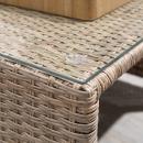 Mobile Preview: Rattan Sitzgarnitur, 6-teilige Sitzgruppe, Gartenmöbelset mit Couchtisch, Metall, Khaki, 151x75x65cm