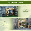 Mobile Preview: pflanztisch-mit-ablageflaeche-blumentisch-gaertnertisch-garten-holz-hellbraun-80x40x84cm