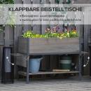 Mobile Preview: hochbeet-pflanzkasten-mit-2-faltbaren-ablagen-unterer-ablageflaeche-blumenkasten-blumentopf-kraeuterbeet-massivholz-hellgrau-140x46x75-5cm