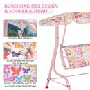 Mobile Preview: kinder-hollywoodschaukel-kinderschaukel-mit-sonnendach-2-sitzer-gartenschaukel-fuer-3-6-jahre-metall-rosa-110lx70bx110hcm