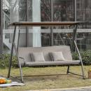 Mobile Preview: hollywoodschaukel-gartenschaukel-haengebank-3-sitzer-schaukel-mit-verstellbarem-dach-liegefunktion-polyester-braun-215x120x165cm