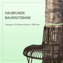 Mobile Preview: Baumbank aus Metall halbrund Gartenbank Parkbank Sitzbank Rustikal Braun