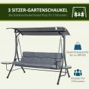 Mobile Preview: hollywoodschaukel-3-sitzer-gartenschaukel-schaukelbank-mit-verstellbarem-sonnendach-teetisch-stahl-polyester-grau-schwarz-271x125x177cm