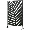 Mobile Preview: sichtschutz-outdoor-lackiert-stahlrahmen-palmblatt-silhouette-schwarz-122x45x198cm