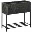 Mobile Preview: poly-rattan-hochbeet-blumenkasten-mit-fuessen-blumentopf-mit-ablage-mischbraun-70x30x70cm