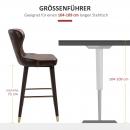 Mobile Preview: Barhocker-Set mit Fussstütze Barstuhl mit Rückenlehne Bistrohocker Kunstleder Braun, 52x53x101cm