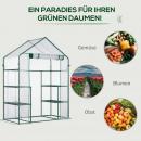 Mobile Preview: foliengewaechshaus-begehbares-gartenhaeuschen-tomatengewaechshaus-treibhaus-fruehbeet-mit-6-regalen-transparent-stahl-pvc-kunststoff-142x73x195cm