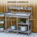 Mobile Preview: pflanztisch-gaertnertisch-blumentisch-mit-wanne-garten-tannenholz-grau-117x45x121cm