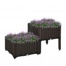 Mobile Preview: hochbeet-pflanzkasten-mit-abflussloechern-blumenkasten-im-rattan-look-pp-braun-40x40x44cm