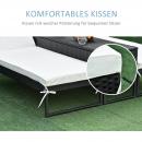 Mobile Preview: Sonnenliege mit verstellbarer Rücklehne PE-Rattan Polyester Schwarz Kissen Cremeweiss