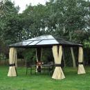 Mobile Preview: hardtop-gartenpavillon-4-2x3-6m-vorhaenge-mit-fliegennetz-alugestell-braun-creme