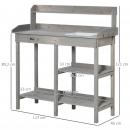 Mobile Preview: pflanztisch-gaertnertisch-blumentisch-mit-wanne-garten-tannenholz-grau-117x45x121cm